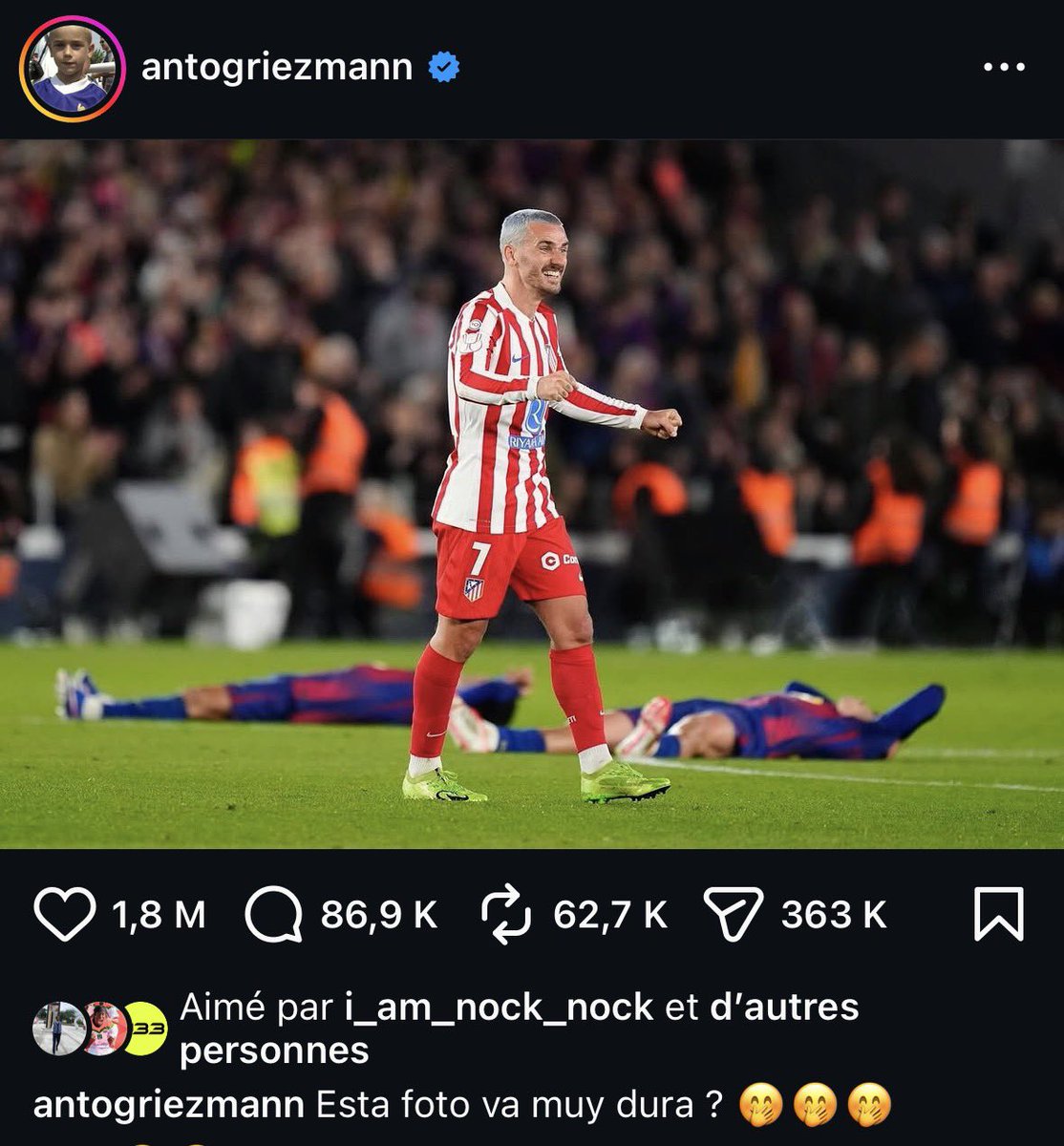 Espero la foto de hoy, idiota <a href="/AntoGriezmann/">Antoine Griezmann</a>