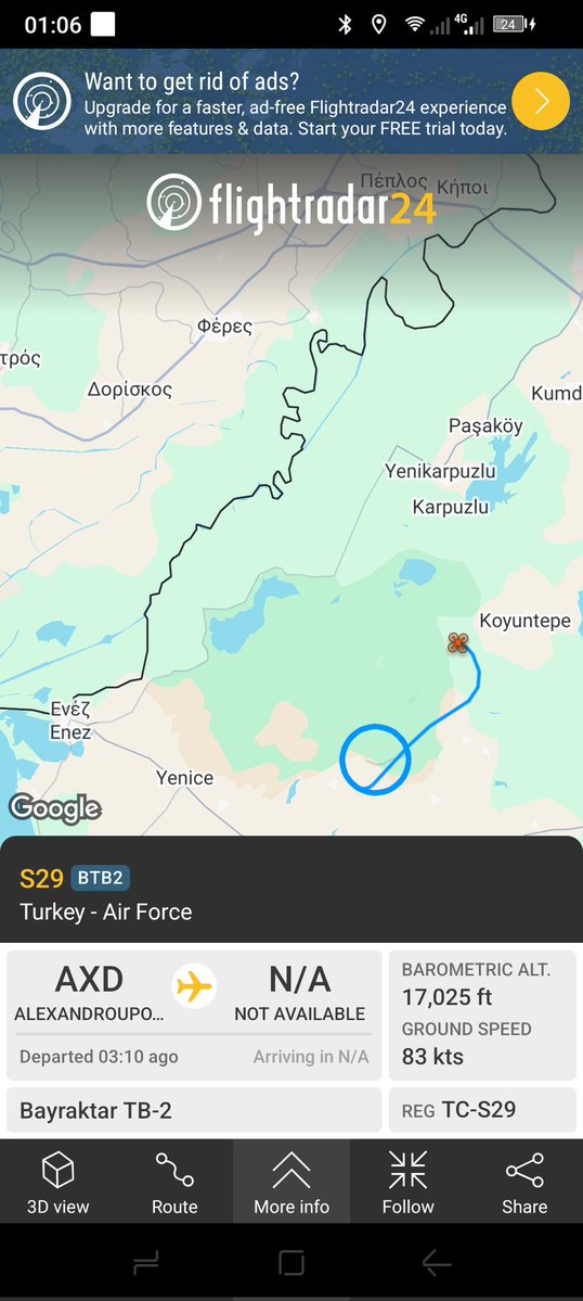 Πολεμικό Drone Bayraktar της τουρκικής αεροπορίας; Κοντά στα σύνορα με Ελλάδα; Έψαξα σε όλο τον κόσμο και δεν υπάρχει πουθενά αλλού drone τέτοια ώρα