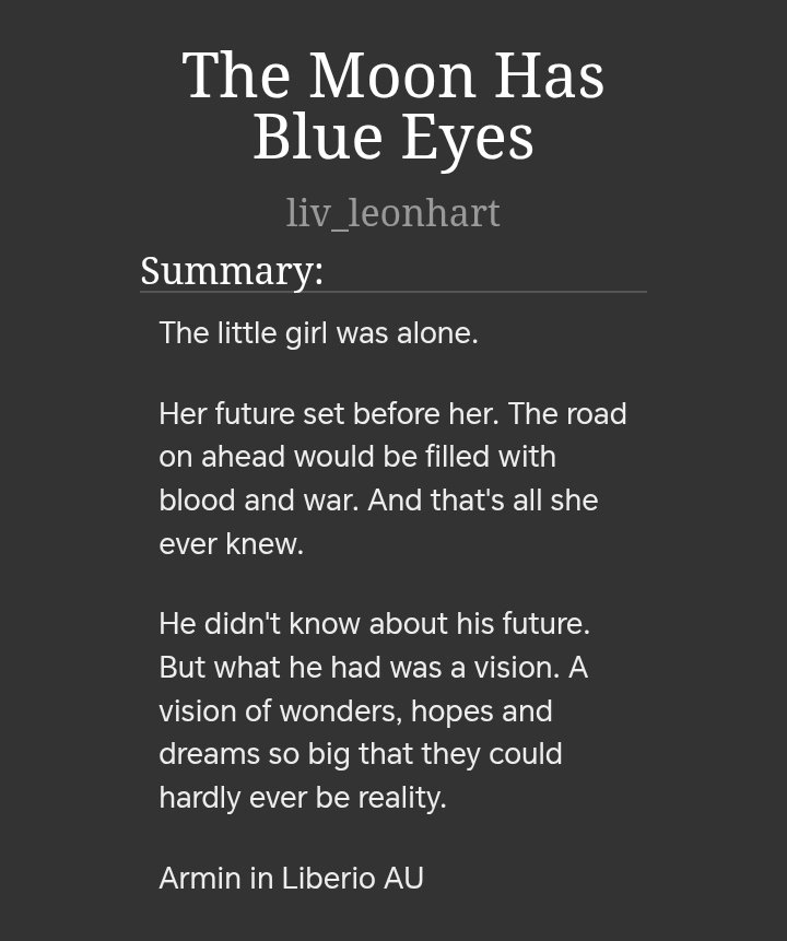 After 3 years, the update is finally here 🩵
The Moon Has Blue Eyes chapter 12 is finally up 🥹
#aruani

archiveofourown.org/works/30905063…