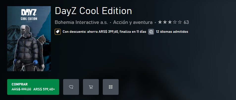 joaco_gca's tweet photo. No se los demás paises pero Argentinos tienen el DayZ a 600 pesos si buscan la Cool Edition en la store de Microsoft por Chrome, no desaprovechen https://t.co/UFnBQm0RZc