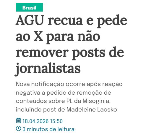 Bessias recua sua censura porque pegou mal a perseguição contra jornalista e ele está em plena campanha para o Supremo.

Se ele for confirmado, pode ter absoluta certeza de que ele retoma sua postura de soldado petista e perseguirá conservadores. Ficou bem clara a sua postura.