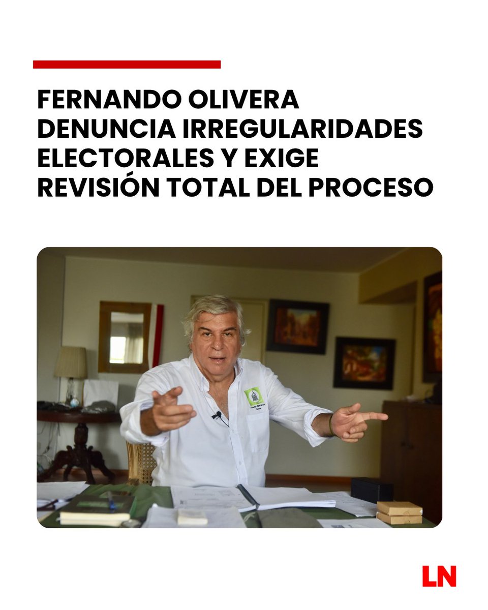 lanoticiaperu_'s tweet photo. 📢 #Política | Fernando Olivera pidió una revisión de las actas electorales tras denunciar irregularidades en la instalación de mesas durante las Elecciones Generales 2026, solicitando mayor transparencia en el proceso.
#Elecciones2026 #FernandoOlivera https://t.co/HdoX7TQqWy