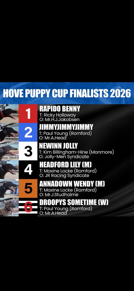 After just 5 races into his second final great effort from jolly looking forward to next week ⁦<a href="/HoveGreyhounds/">Hove Stadium</a>⁩ 💪
