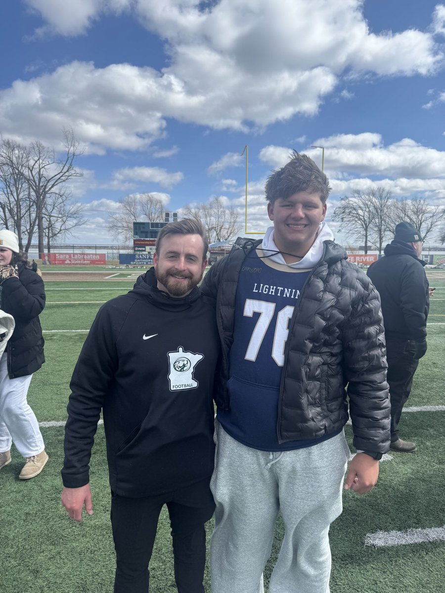 CurtisLeopold09's tweet photo. After a great conversation and Spring Game with @BrandonLabath I’m blessed to received an offer from Bemidji State. @JordanQuinn68 @ANLightningFB @MJ_NFLDraft @trenchtraining @PrepRedzoneWI https://t.co/Yi8IRDUdJD
