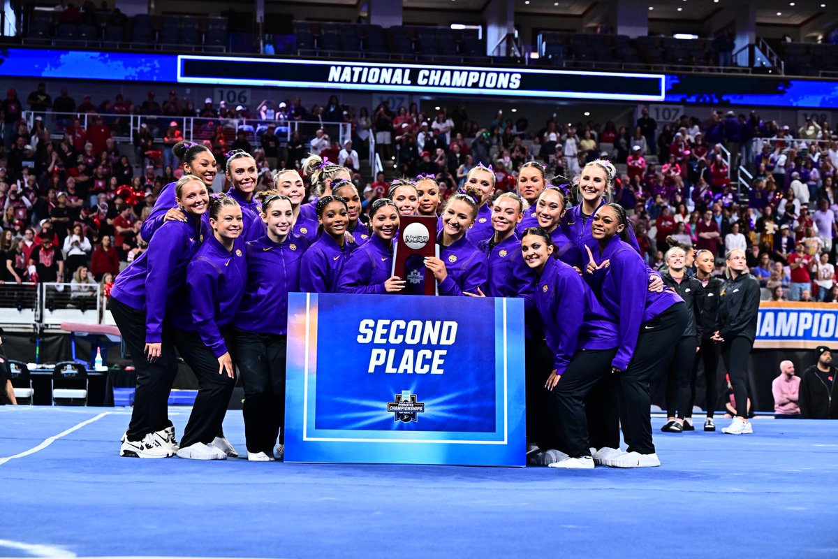 LSUgym's tweet photo. What a season. Cleared their own path to the championship.  

Proud of this team 💜 https://t.co/rEIQ7NXvZZ