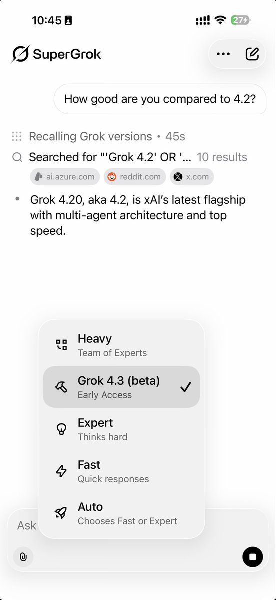 You can now use Grok 4.3 for SuperGrok users