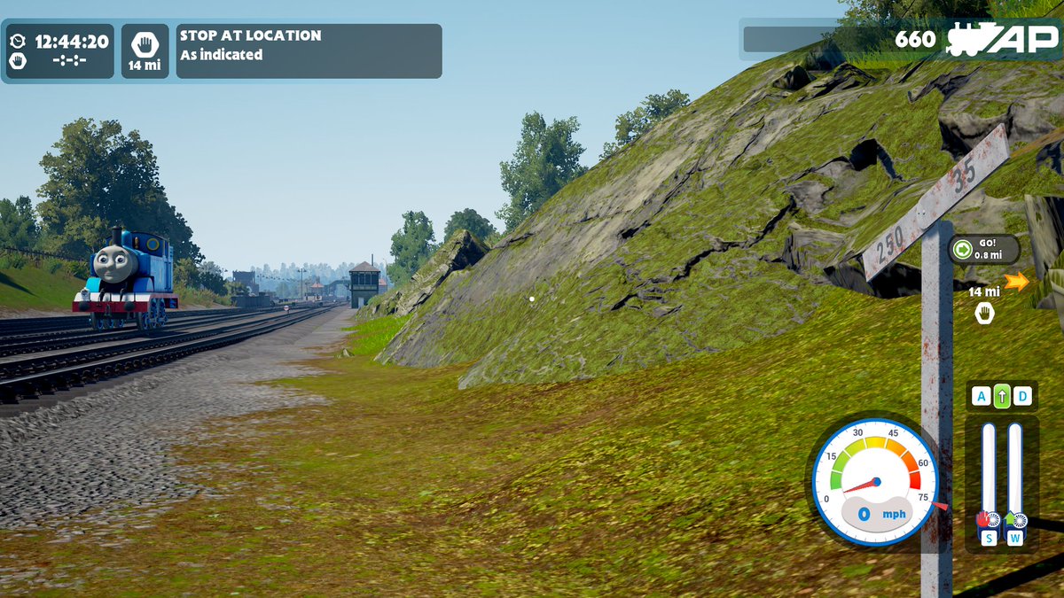 RhysBDavies's tweet photo. This ain't your RWS Gordon's Hill! Chillaxing at Suddery Junction on Dovetail Game's delightful Wonders of Sodor, about to set off up the 1-in-35! Yes kids, it's steeper than the Lickey! #sodor #ttte #rws #wondersofsodor https://t.co/Euu19p7GpN