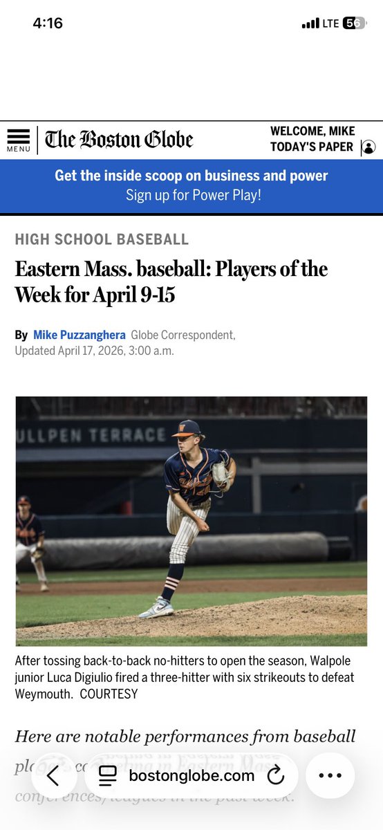 BMHSIndBaseball's tweet photo. Congrats to Jr. Capt. Ryan Nelson for being recognized as a  Boston Globe player of the week. Ryan is hitting .632 with a .682 OBP. He has 12 hits, 2 homers and 7 RBI. Stay 🔥 Nelly! @BMHS_Athletics https://t.co/TSJBnAjaIL