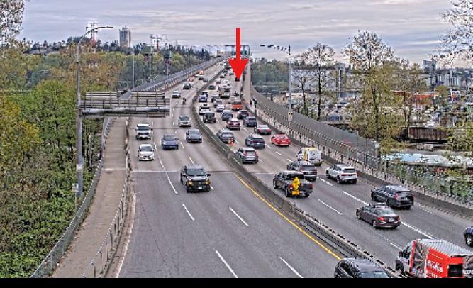 DriveBC's tweet photo. #BCHwy1- Stalled motorcycle blocking eastbound right lane at the north end on #SecondNarrowsBridge. Crews are en route, pass with caution, expect delays.
#NorthVan #Vancouver https://t.co/hbYOiU32Ls