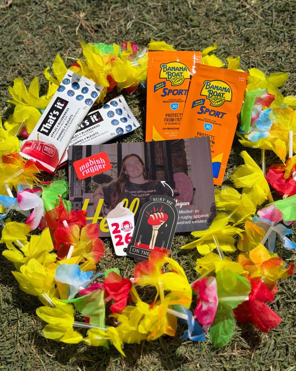 Tropical7s's tweet photo. Huge shoutout to our amazing partners for helping us create this year’s Champion Pack 🎉

Each winner took home — That’s It bars, Banana Boat sunscreen, a custom vinyl rugby sticker + coupon from Modish Rugger, and a Wendy’s Frosty keytag (yes… free Frostys for a year 😎). https://t.co/HJRYN775KV