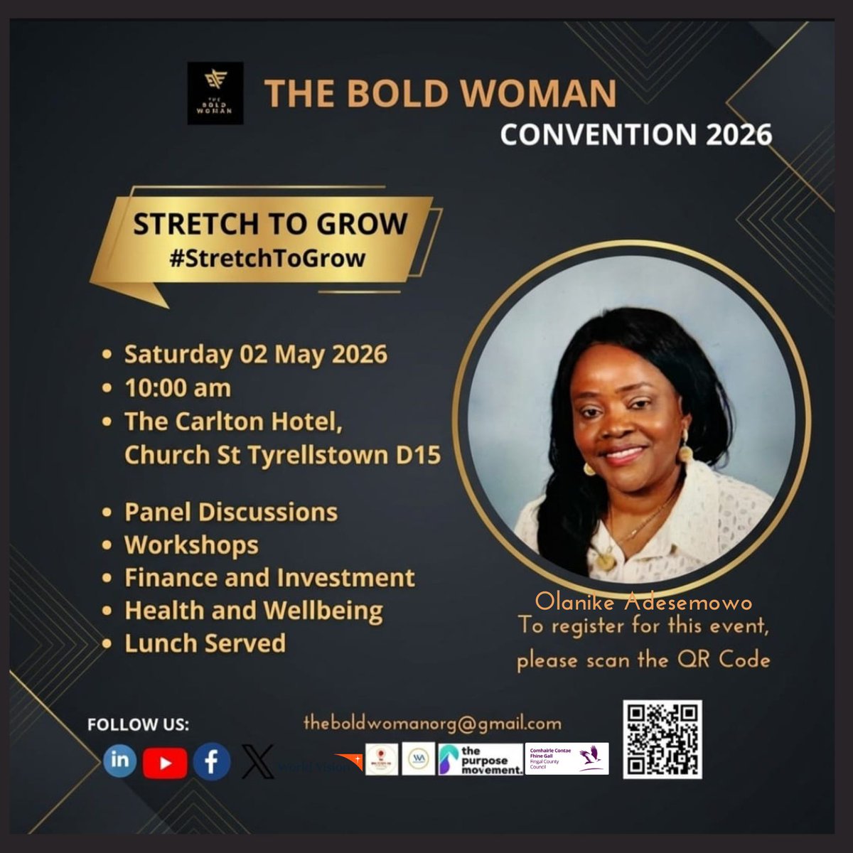 WomanBold's tweet image. Hey it is @WomanBold Convention 2026 with the Theme #Stretch
And many thanks to @fingalcommunity @Fingalcoco for the support. @EVENTSinFingal