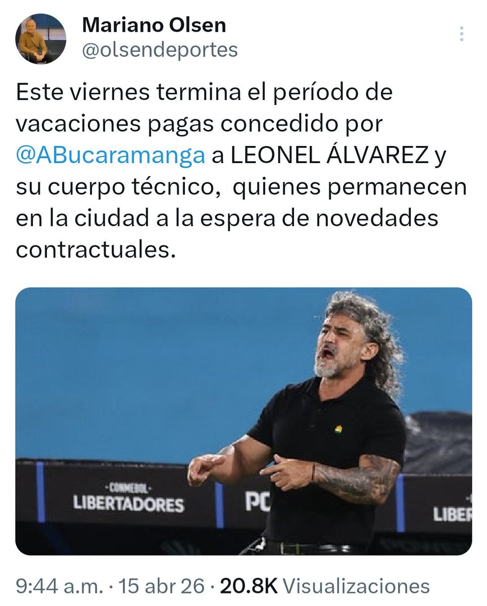 A esta hora aún no hay acuerdo entre <a href="/ABucaramanga/">Atlético Bucaramanga</a> y LEONEL ALVAREZ para la rescisión de su contrato.