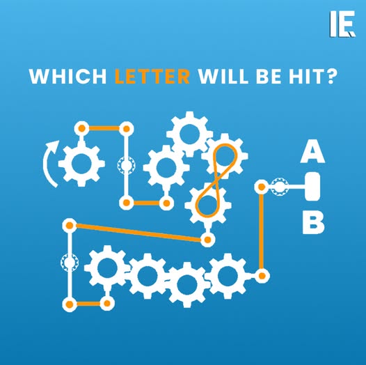 IntEngineering's tweet image. Which gear triggers the final strike first? Can you follow the full path and guess the right letter?

#iequiz #engineering #mechanicalpuzzle #gears