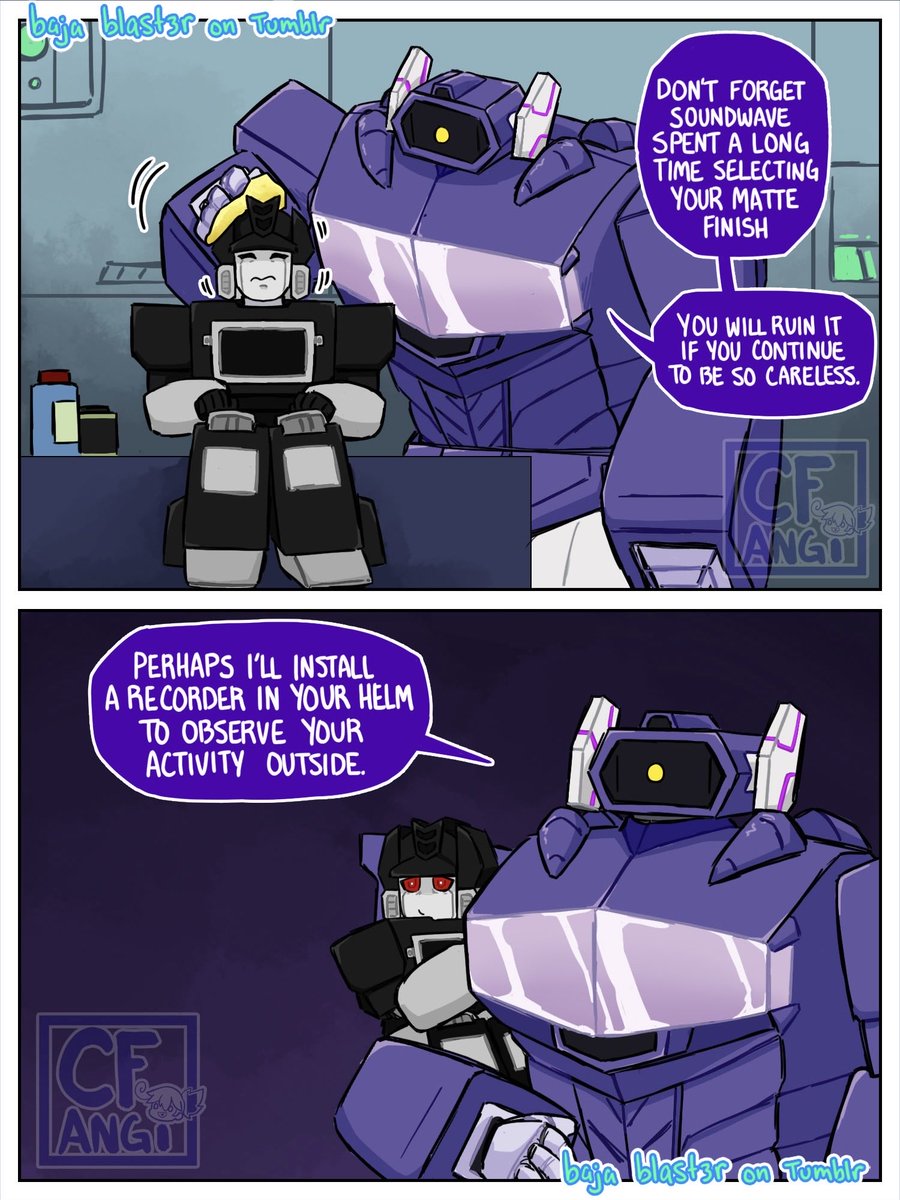 cfangi_art's tweet image. Don’t let him out of your sight (4/6)

#Transformers #maccadam #wavewave #soundblaster