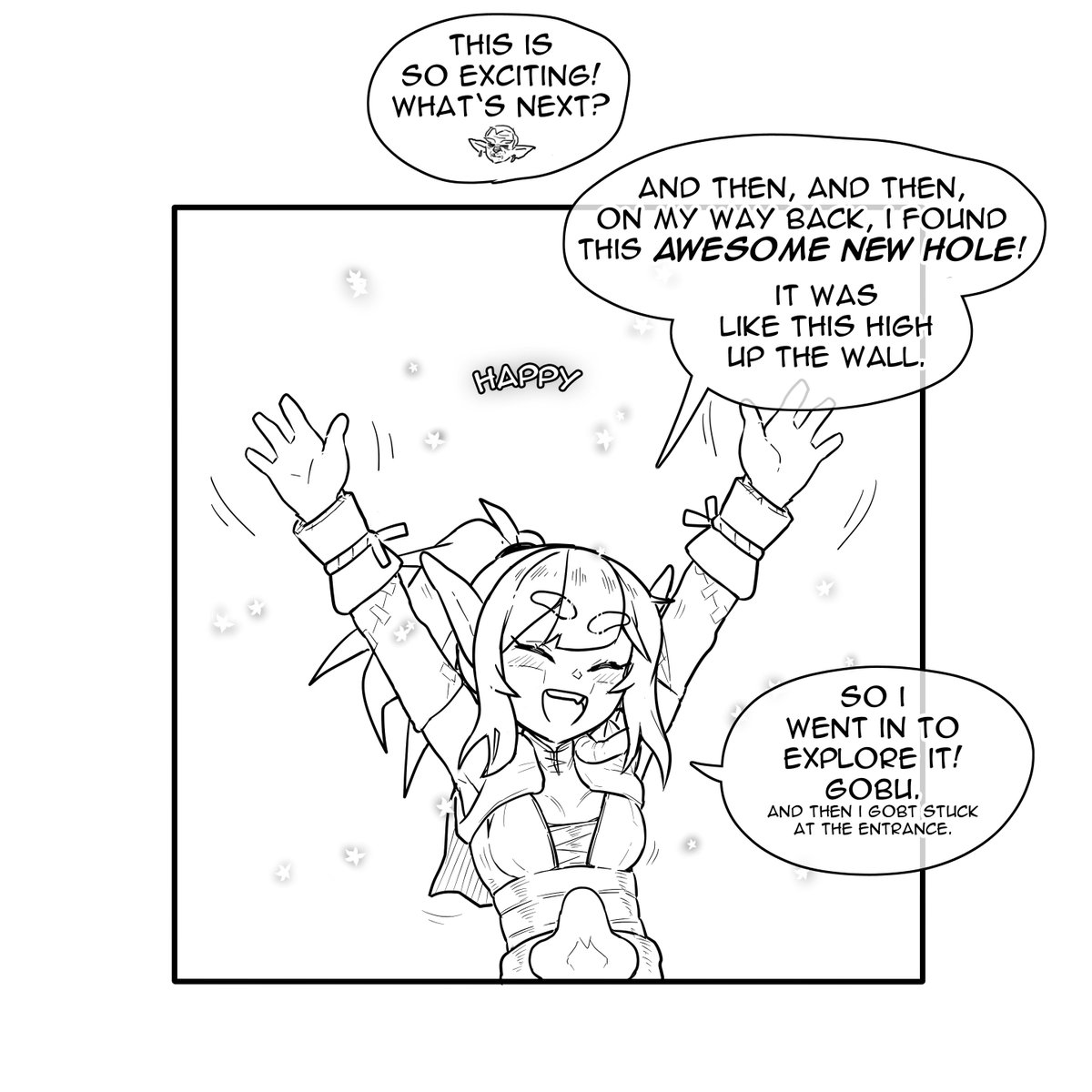 Gobu00050644's tweet image. Gobu Defenders 0725-0726
Gobu happily reporting back to grandma about what happened on her little adventure.

Enjoy!
Manga on my discord / pixiv #drawing #comedy #fantasy #goblins #indie #elfgirl