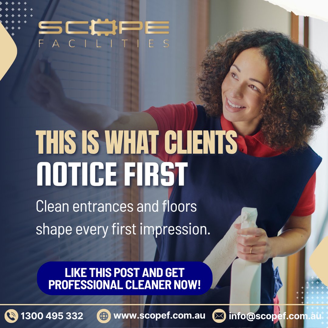 au_scope's tweet image. Before anything else, clients notice your space.

👉 Message us now make it count.

📞 1300 495 332 | 💻 scopef.com.au | 📧 info@scopef.com.au

#firstimpressions #commercialcleaning #cleanbusiness #propertymanagement #facilitymanagement #ScopeFacilities