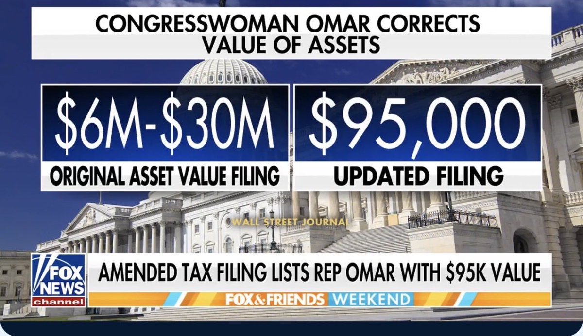 america's tweet image. Ilhan Omar made quite the amendment to her valuation of assets in her recent filing.

It’s probably just a coincidence that she updated this after investigations into fraud in Minnesota.