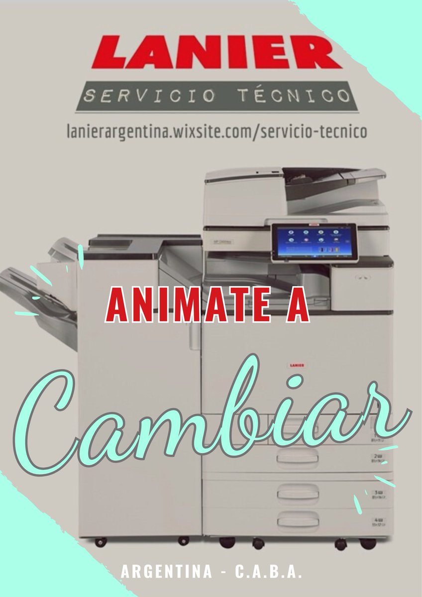 LanierArg's tweet image. ANIMATE A  CAMBIAR
S̳E̳R̳V̳I̳C̳I̳O̳ ̳T̳É̳C̳N̳I̳C̳O̳ ̳L̳A̳N̳I̳E̳R̳ ̳A̳R̳G̳E̳N̳T̳I̳N̳A̳
𝗔𝗥𝗚𝗘𝗡𝗧𝗜𝗡𝗔 - 𝗖.𝗔.𝗕.𝗔.

Conócenos:
🌎 lanierargentina.wixsite.com/servicio-tecni…
🐦 
.
.
.
#fotocopiadoras #impresoras #multifuncionales #repuestos #insumos #drum #cilindro #caba