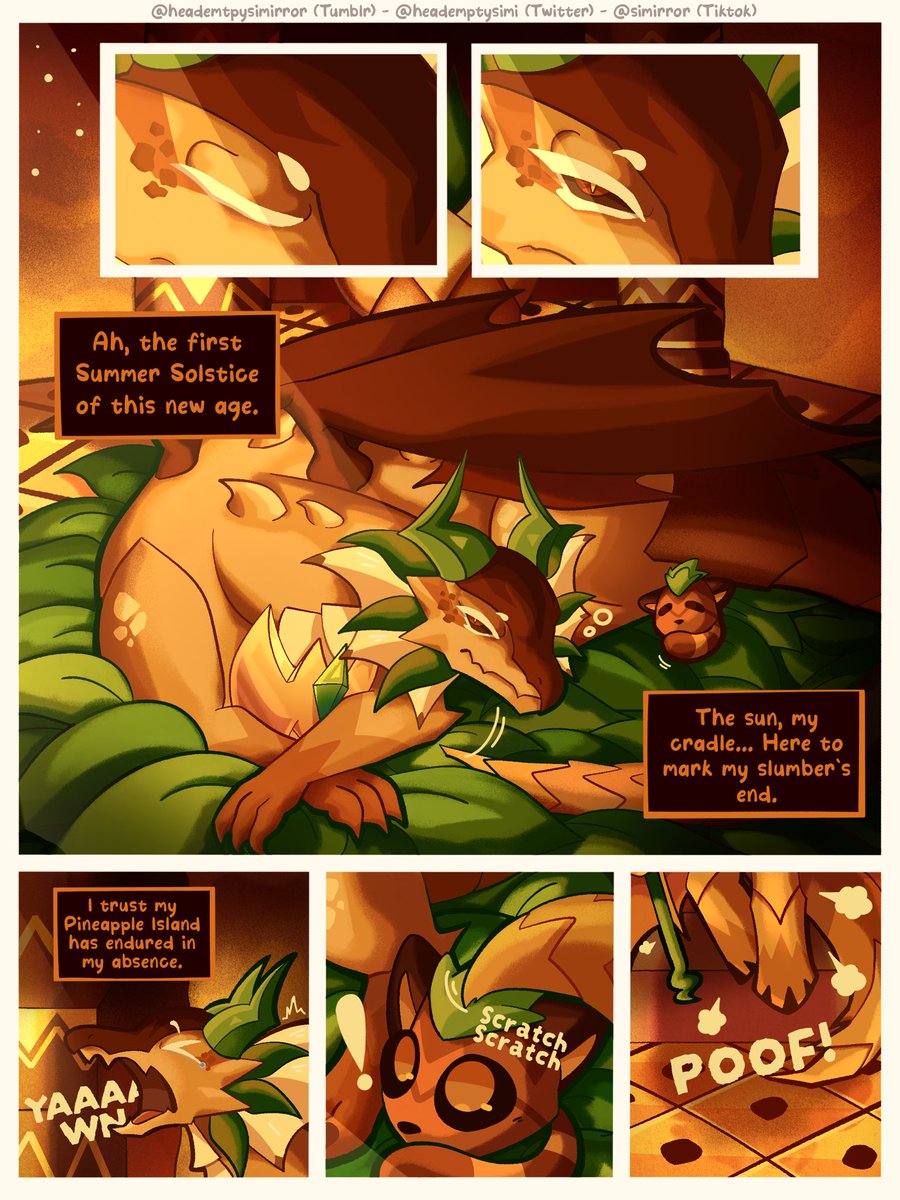heademptysimi's tweet image. Going off Mango's dialogue in Kingdom, Ananas might just be sleeping in their island right now. Dragon cookies cameo next update TRUST (ALSO happy late bday to Ananas yayyy!)
#cookierunkingdom #ananasdragoncookie #pitayadragoncookie #venomdoughcookie