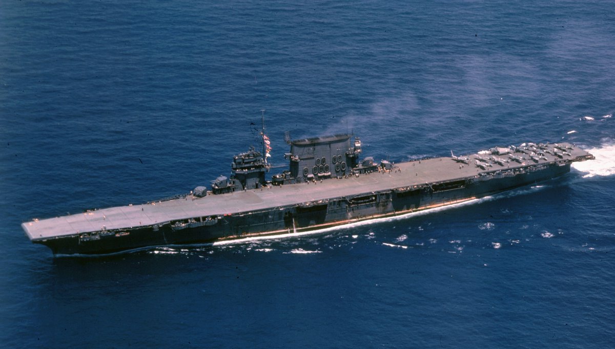 WW2HQ's tweet image. USS Saratoga (CV-3), circa 1942. Aircraft on deck include Grumman F4F-4 Wildcat fighters, Douglas SBD-3 Dauntless dive bombers, and a Grumman TBF-1 Avenger. #WWII #WW2