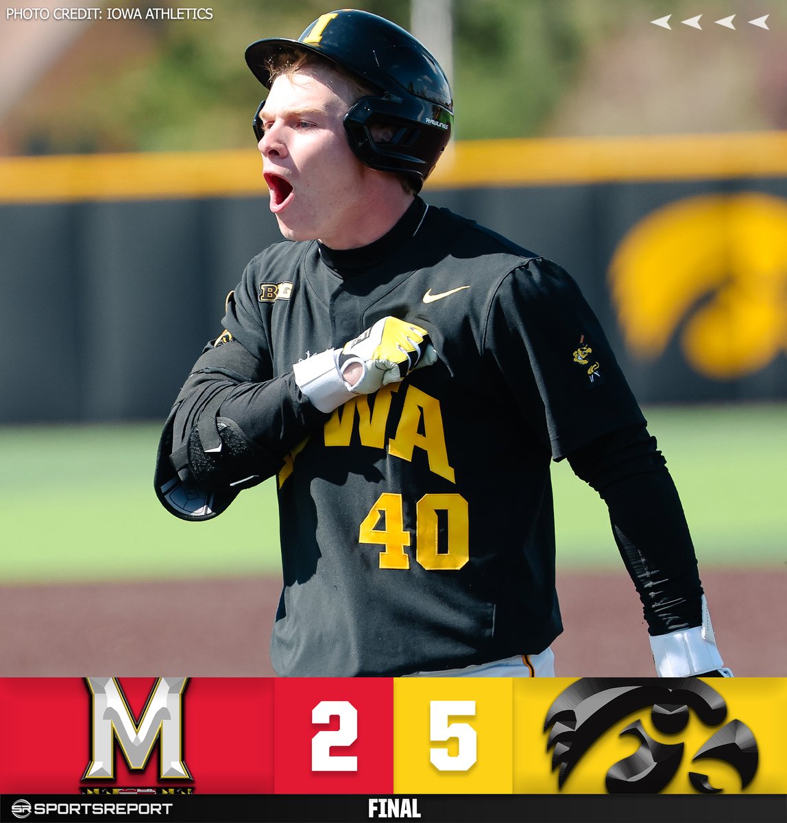 SRHawkeyes's tweet photo. HAWKEYES WIN!!! Iowa Baseball beats Maryland again for the series win!! https://t.co/nGsa4L3JwF