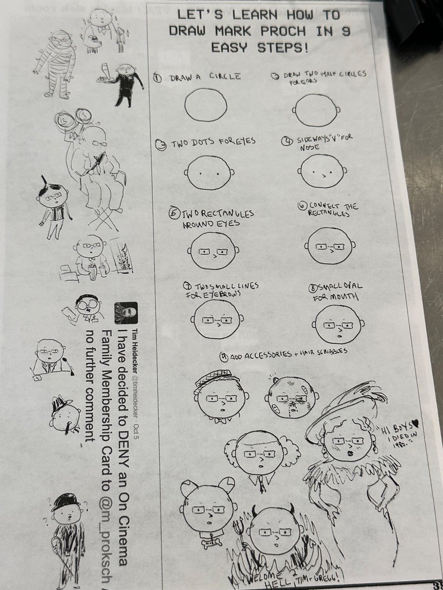 hunktears's tweet photo. our on cinema fanzine is really good I teach you how to draw Mark Proksch in 9 easy steps. I think nearly every remaining print copy has been promised to someone but there's a PDF you can read for free: https://t.co/VAsFgo58Oz https://t.co/w2klIcphYr