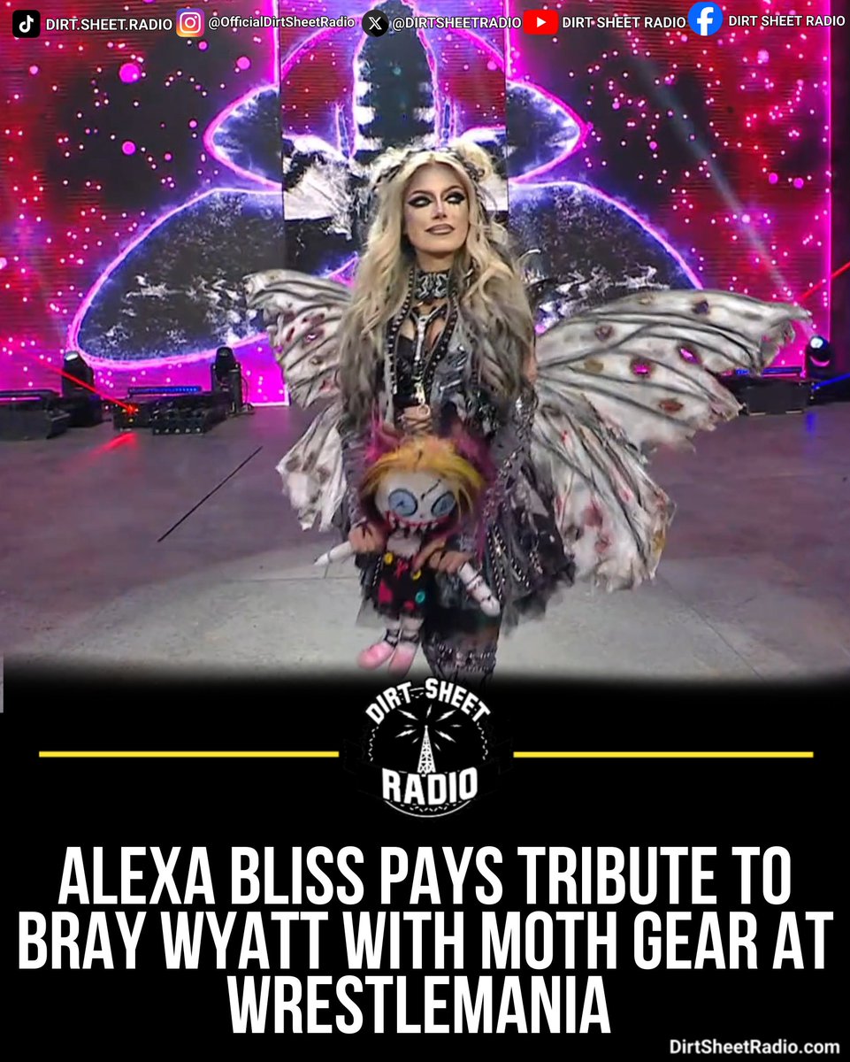Alexa Bliss pays tribute to Bray Wyatt with a beautiful special entrance MOTH themed gear at WrestleMania #WrestleMania