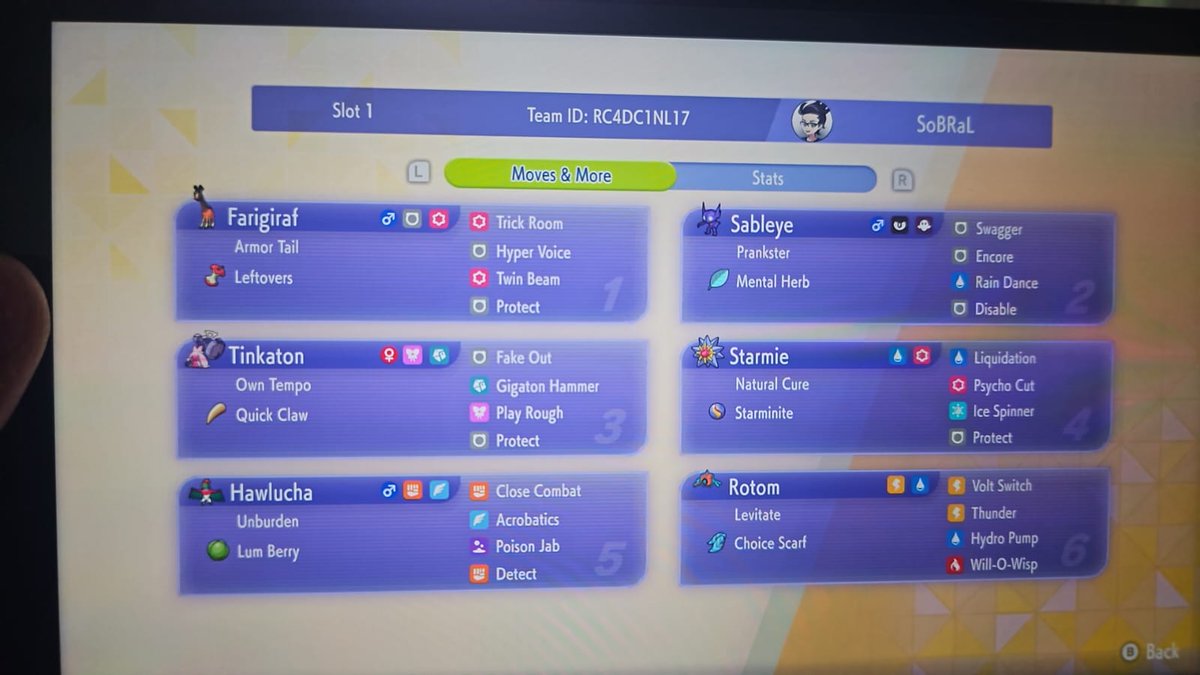 SoBraL1987's tweet photo. Segue time: A play principal é começar com Sableye dando swagger no Hawlucha de Lum berry pra dar hitkill em geral, e encore e disable pra desativar os adversários. 
Ou comecar com Sableye e Rotom Voltswitch quando enfrentar time de sol ou intimidate... #PokemonChampions https://t.co/gNtQBAF8f2