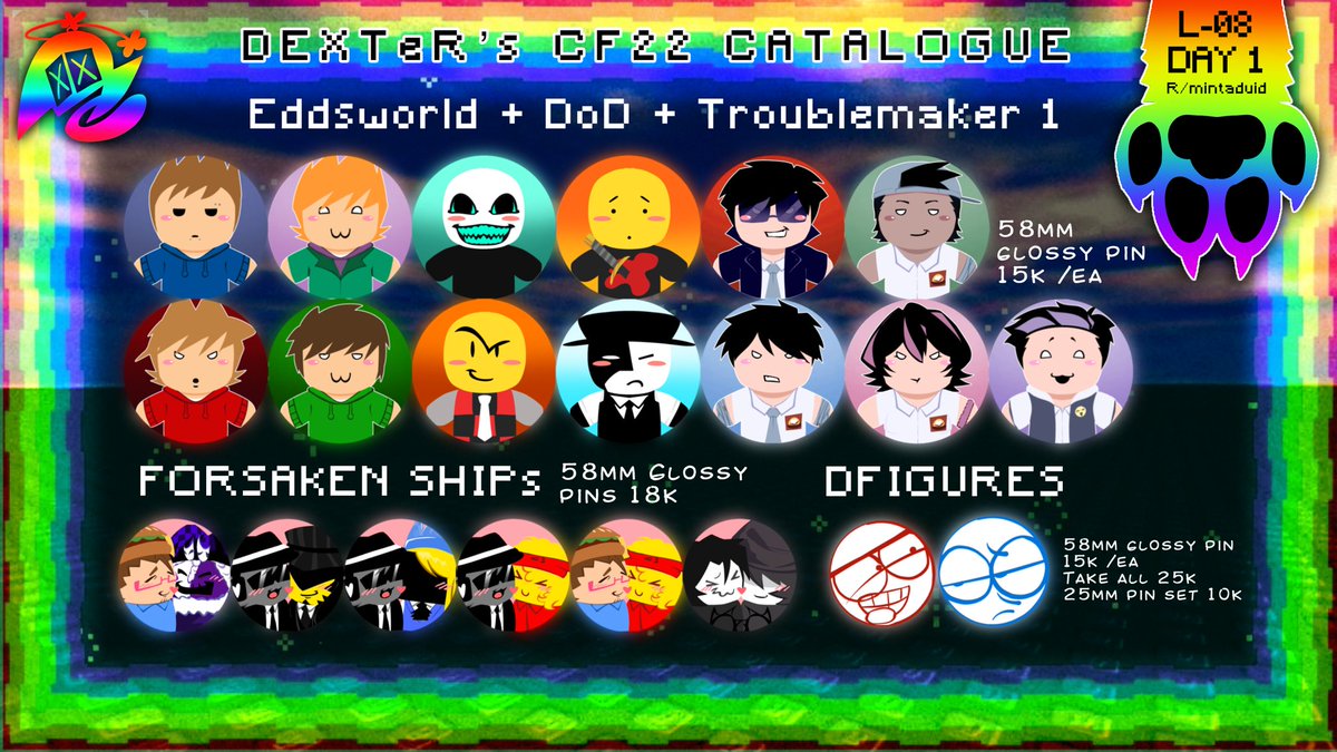 SammyHamborgur's tweet image. Eddsworld, Die of Death, Trouble maker 1, Forsaken Ships, DFIGURES #cf22 #cf22catalogue #cf22catalog #comifuro22