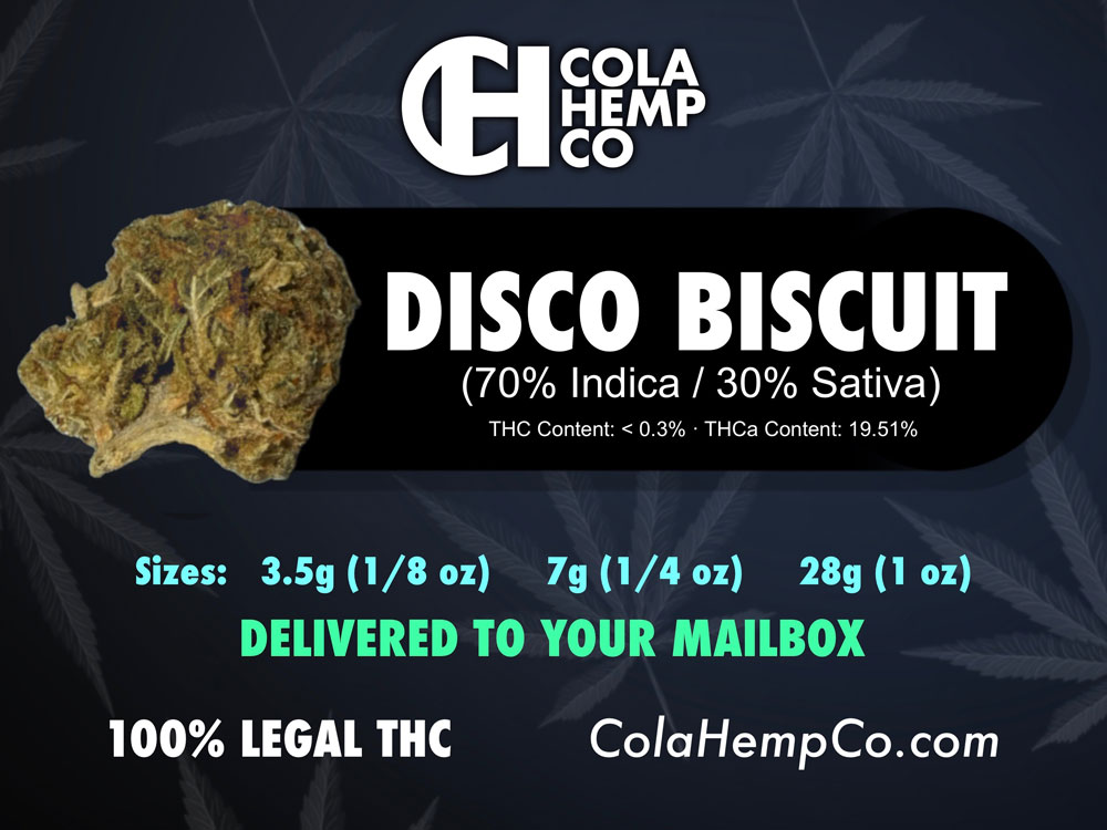 🪩 Disco Biscuit THCa Flower

Disco Biscuit offers a warm body buzz that evolves into a euphoric, heady high.

Federally Legal and delivered to your door US only 21+ only (age verified at checkout) 

Get Some now (while supplies last) 
colahempco.com/product/disco-…
