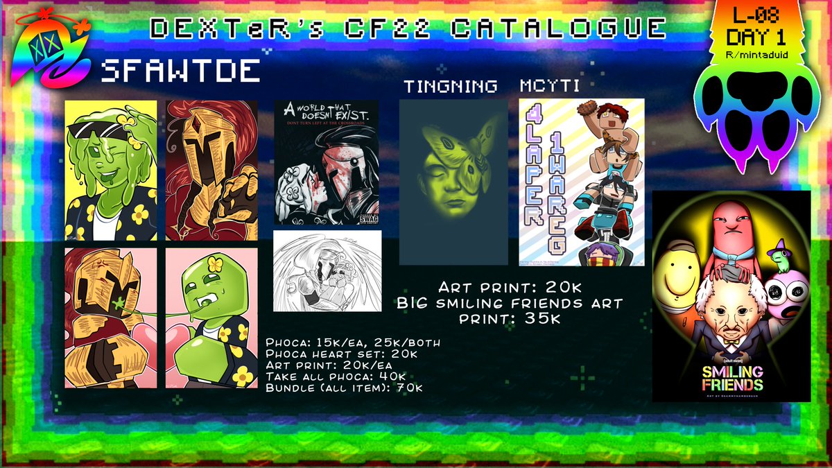 SammyHamborgur's tweet image. SFAWTDE, Tinggal meninggal, MCYTI, smiling friends #cf22 #cf22catalogue #cf22catalog #comifuro22