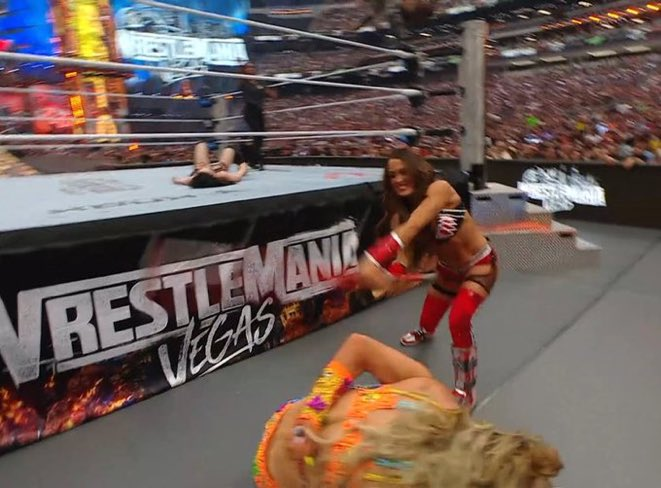 "THAT'S WHAT YOU GET FOR BREAKING MY ANKLE!" LMAO NIKKI #WRESTLEMANIA