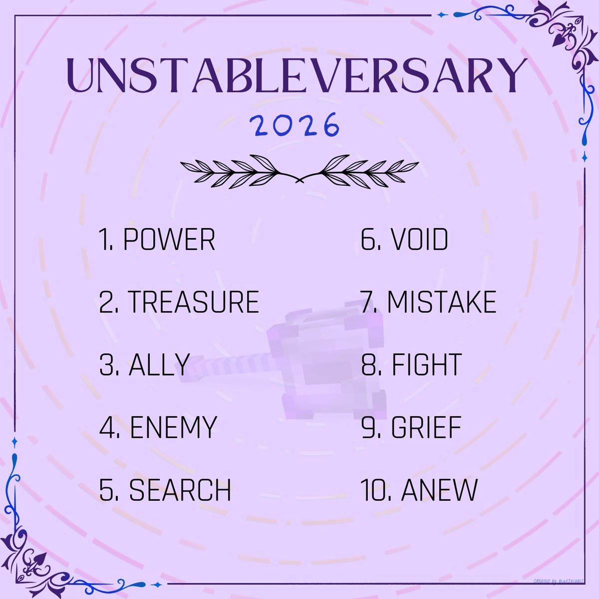 BlueJackals's tweet photo. UNSTABLEVERSARY PROMPTS ARE HERE!

The event will begin April 21 (this coming Tuesday) and run for 10 days. See below for more information.

#unstableuniverse #unstableversary2026 https://t.co/YBBOlhHEIW