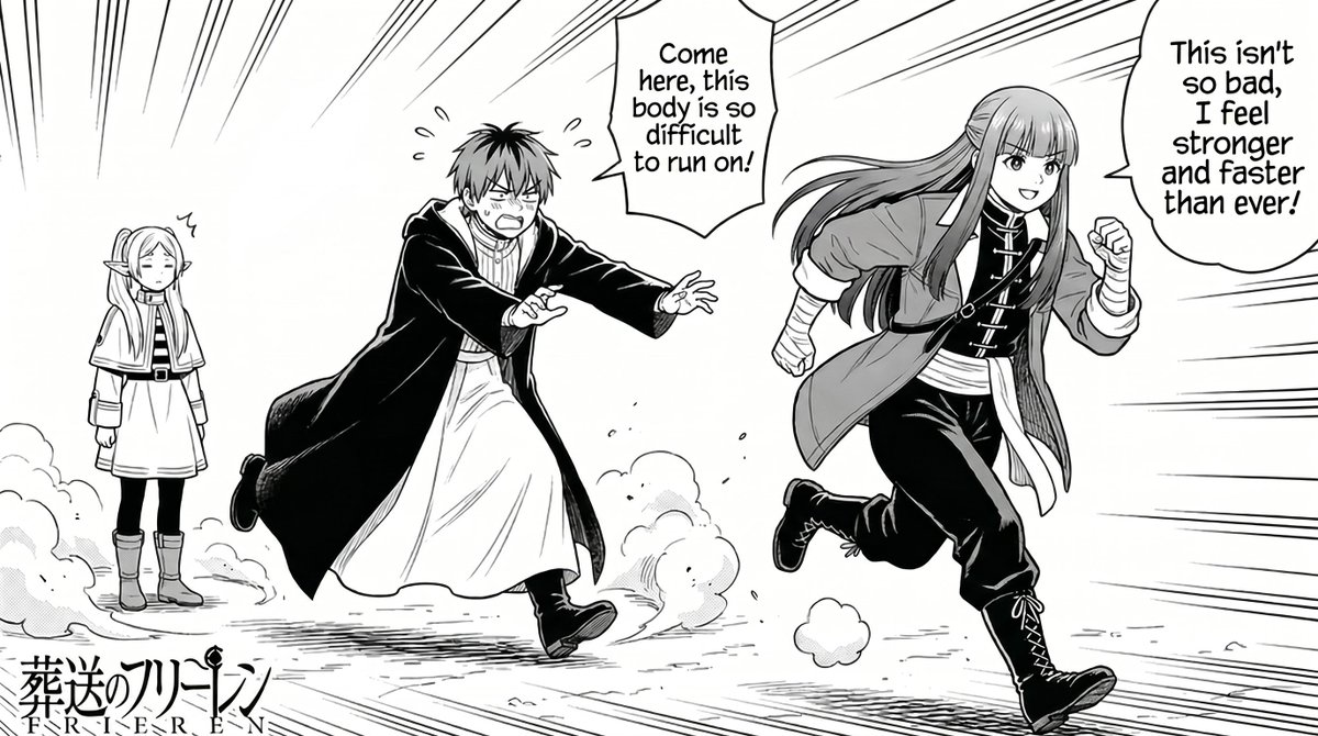 Some fun body/head swap panels I made with Nano Banana today!

Frieren causes Stark and Fern to swap bodies! #bodyswap #tsf