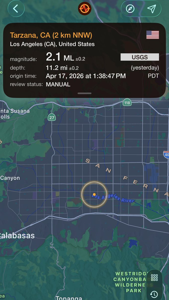 jason61987's tweet image. Our first small earthquake in the San Fernando Valley, Los Angeles County area. It's been awhile. Now we watch the area. #CAwx