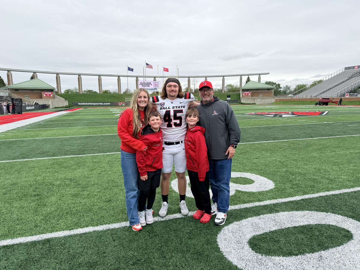 Coach_Britton's tweet photo. Final @BallStateFB Spring Showcase for @CadenBritton50! It was a rainy mess but is always fun to see him and his teammates do what they do. Caden, Chris, Carson and Cole are the only four left out of the ‘22 class. Proud of the way these guys stuck it out, worked, earned reps and respect. Well done gentleman. #FINISH