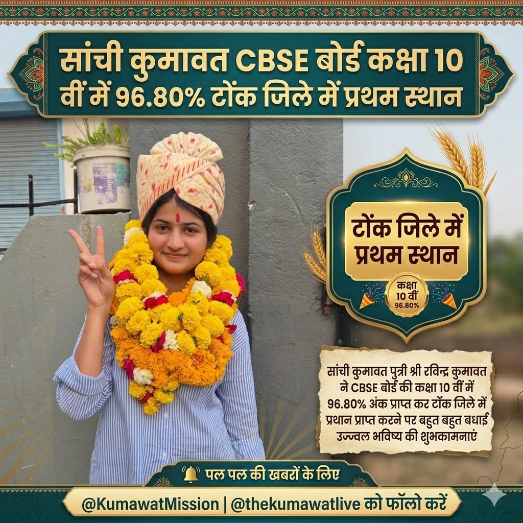 kumawatmission's tweet image. पल पल की खबरों के लिए @KumawatMission को फॉलो करें

#Congratulations #kumawatmission #kumawatlive