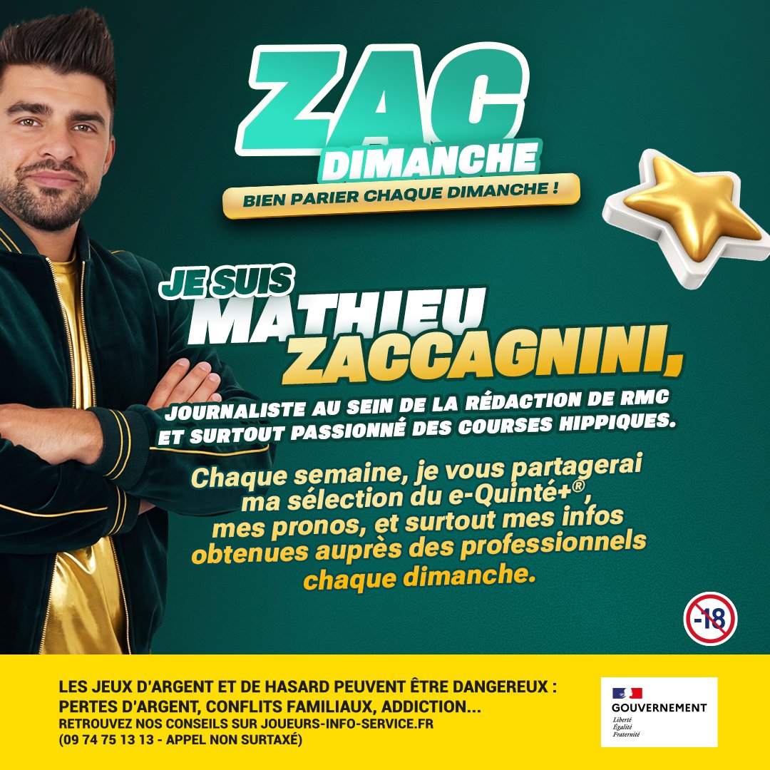 PMU_PLAY's tweet photo. 🎁 #ZacDimanche t'emmène à La Cépière !  Au programme de @MathieuZacc

👉 L'étude du e-Quinté+®
👉 Le coup de téléphone à Roberto-Carlos Montenegro pour nous parler de ses partants dans la R1C5
👉 L'étude du Prix Aymeri de Mauleon https://t.co/GkIGssv7hy