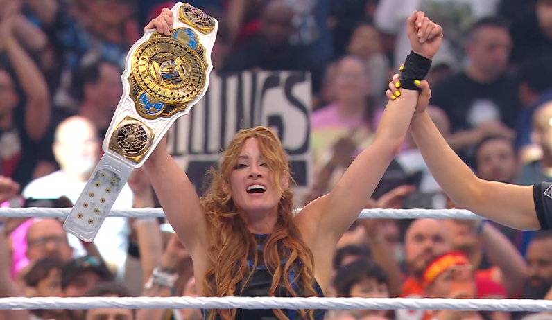 clem_inc's tweet photo. Big Time Becky is back !! Congrats to the intergalactic champion @BeckyLynchWWE  😍 The world greatest woman wrestler of all time ! it's not just me saying it, other people are saying it, sports illustrated says it !  #wrestlemania https://t.co/A4T0XvaJjw