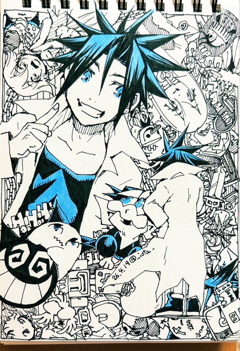 ジンくん移動するのにバイク使ったりするんだろうか。ポスティーノのバイクも乗れてたし。今日は筆ペン補充しにお散歩がてら何か描きたいです。2126日目。