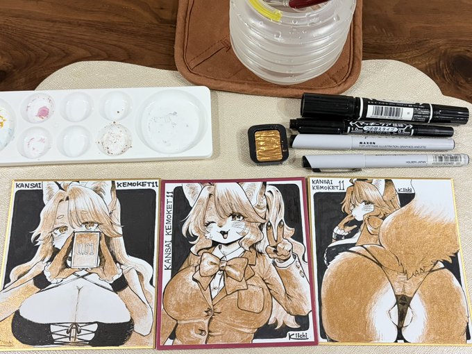 色紙は5枚用意しました!
支援者さん優先頒布になります。14時からは一般頒布になります。
1枚目 各7,000円
2枚目 各5,000円 