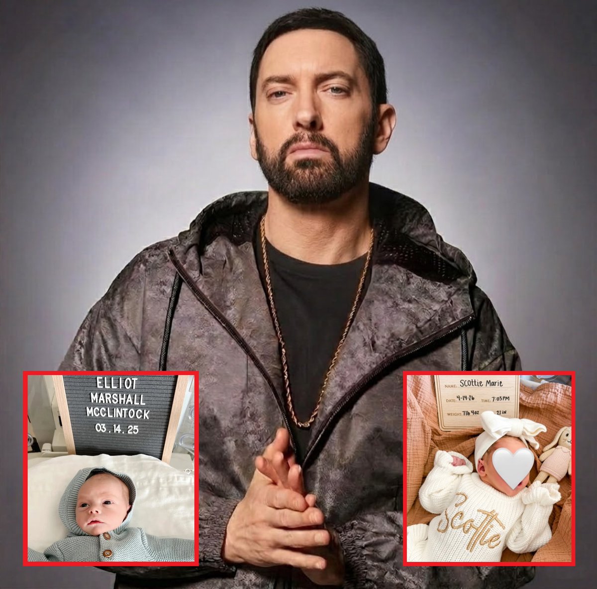 mymixtapez's tweet photo. Eminem has become a grandfather for the second time as his daughter welcomed a baby girl, naming her “Scottie” in honor of the family.

His daughter Hailie previously named her son “Marshall” after him. https://t.co/QIXa92Jnba