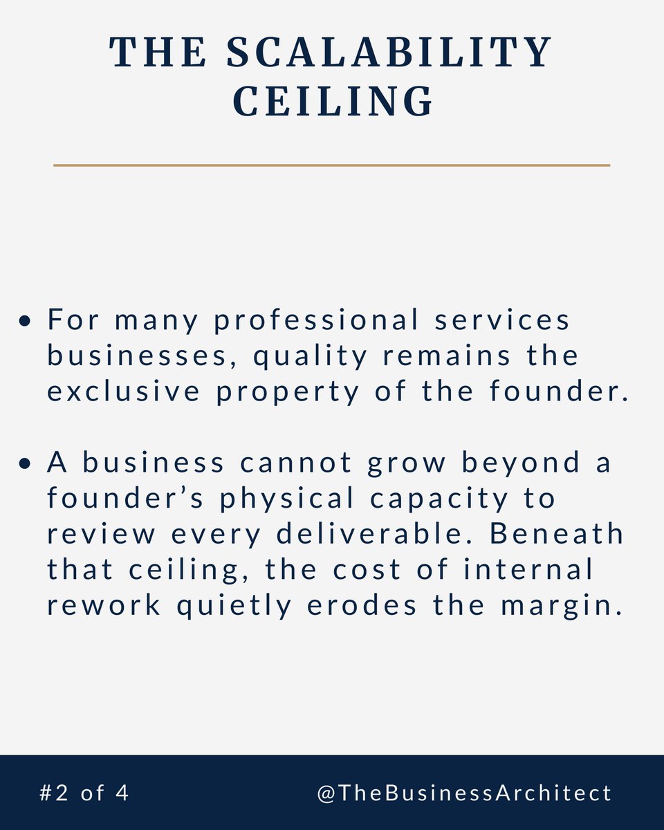 Clarence_Chongo's tweet photo. A business cannot grow beyond the founder's capacity to review every deliverable. This creates a scalability ceiling.

Engineering quality directly into the operational architecture eliminates the risk. 🧵

#TheBusinessArchitect #AuditingStandards #ContentEngine #GetTheBlueprint https://t.co/U3IfuAvazQ