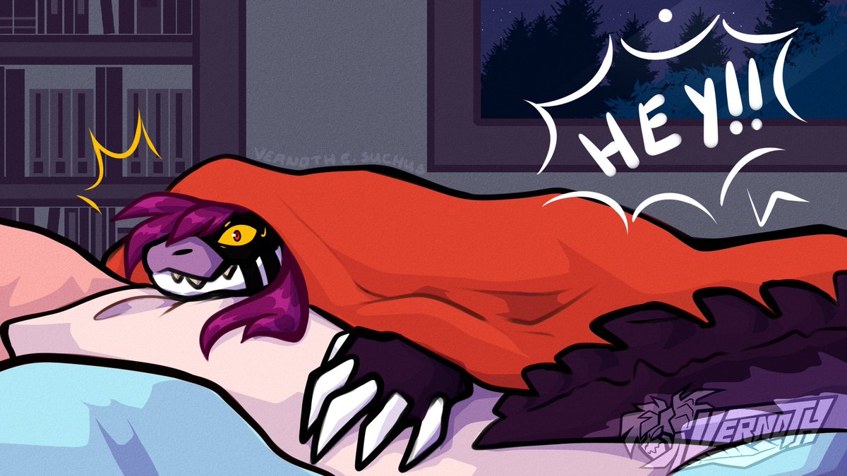 Vernoth_Art's tweet image. "Get to work!" - #comic 
Looks like someone doesn't like their bed being shared tsk, tsk... 
(Sorry for not posting a lot lately, I've been busy with irl stuff but I'll try to get back to making content regularly)
#art #oc #sona #furry #interact