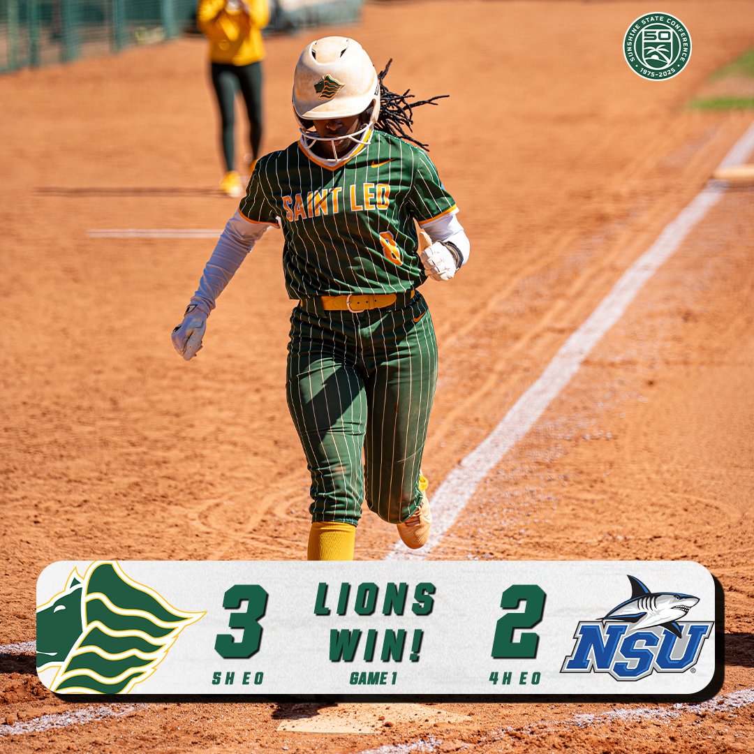 SaintLeoLions's tweet image. 𝙇𝙄𝙊𝙉𝙎 𝙒𝙄𝙉!!

#1 @SaintLeoSB earns a @D2SSC sweep of Nova Southeastern this weekend! 

Lions take the doubleheader to extend the win streak to 34 heading into the bye week!  

#GOLIONS 🦁 | #SAINTLEO1PRIDE 🦁