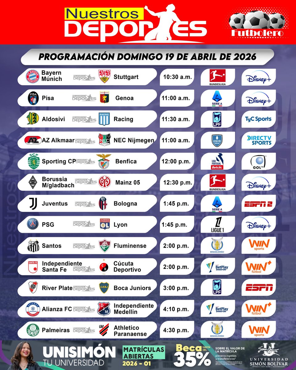 nuestrosdporte2's tweet image. #Programación deportiva del domingo