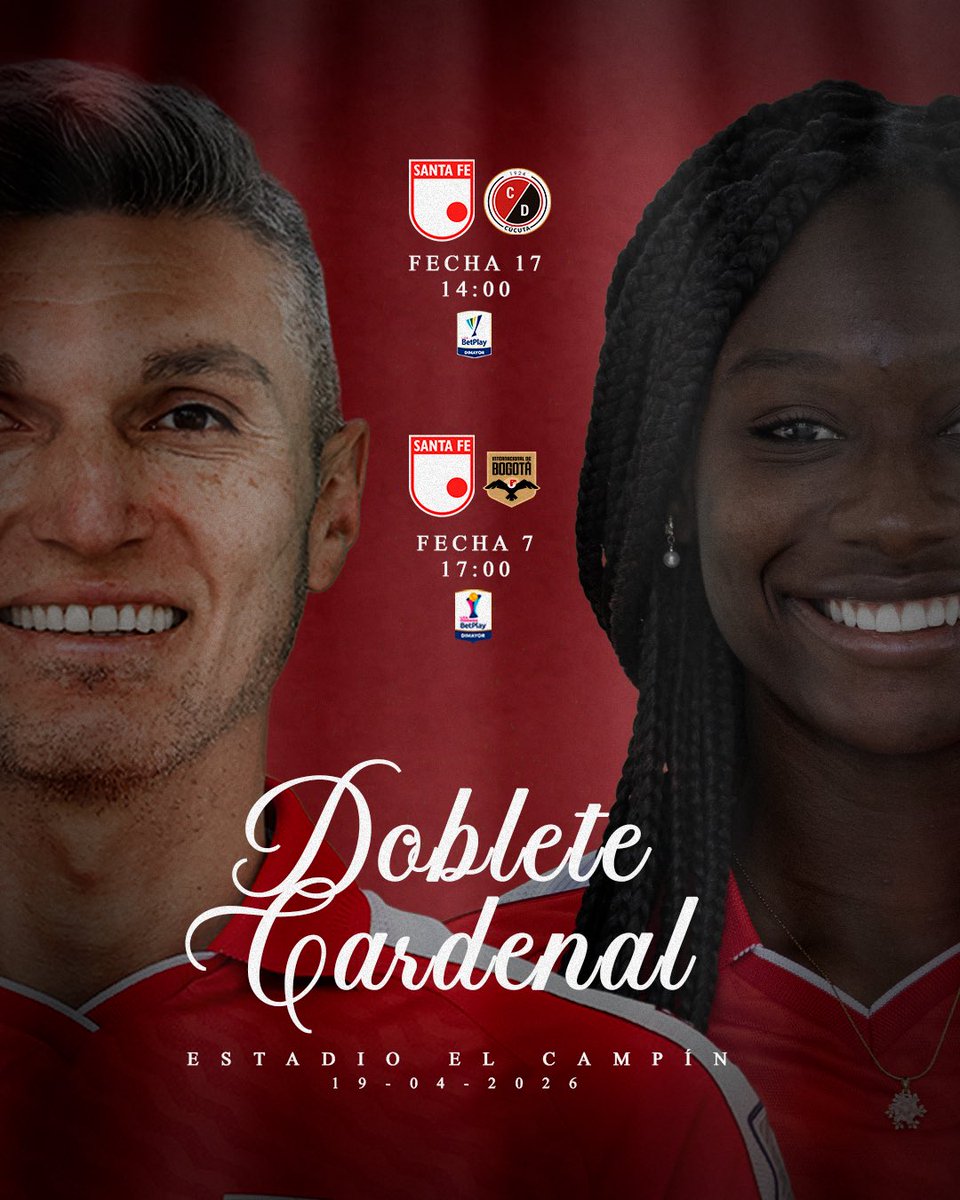 SantaFe's tweet image. ¡El Campín 🏟️ espera a toda #LaFamiliaDelLeón 🦁 este domingo en el Doblete Cardenal 🇮🇩!

Acompáñanos desde las 14:00 con el León ante Cúcuta y posteriormente a las 17:00 con las #Leonas ante Internacional de Bogotá ⚽️☝🏻

¡Adquiere tus entradas! 🎟️👉🏻 bit.ly/41Kw40a