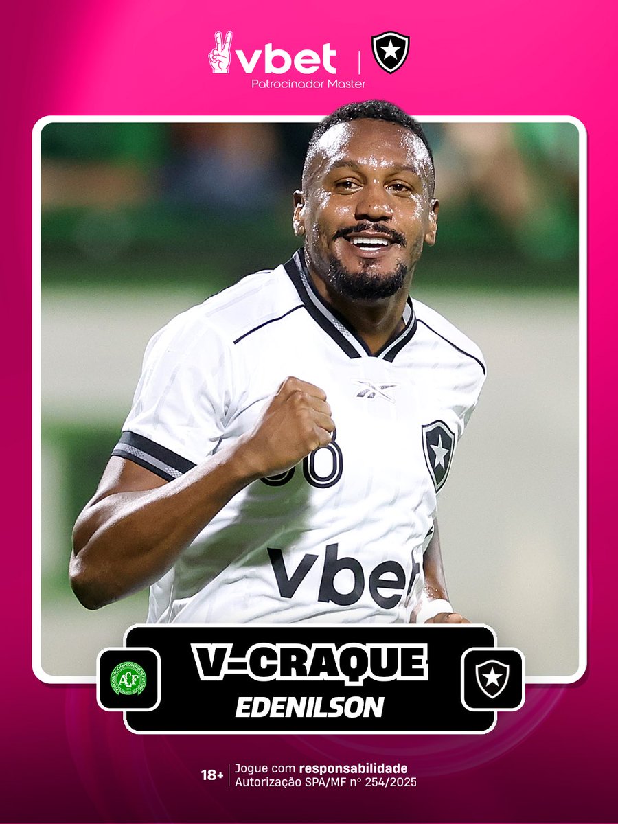 Botafogo's tweet photo. JOGOU MUITO, SUPER ED! ⚽🌟

Com dois gols e muita dedicação, Edenilson foi eleito o V-Craque pela torcida do Fogão! 👏🏽🔥 #VamosBOTAFOGO 

@vbet_brasil https://t.co/cepvLrgb8Q