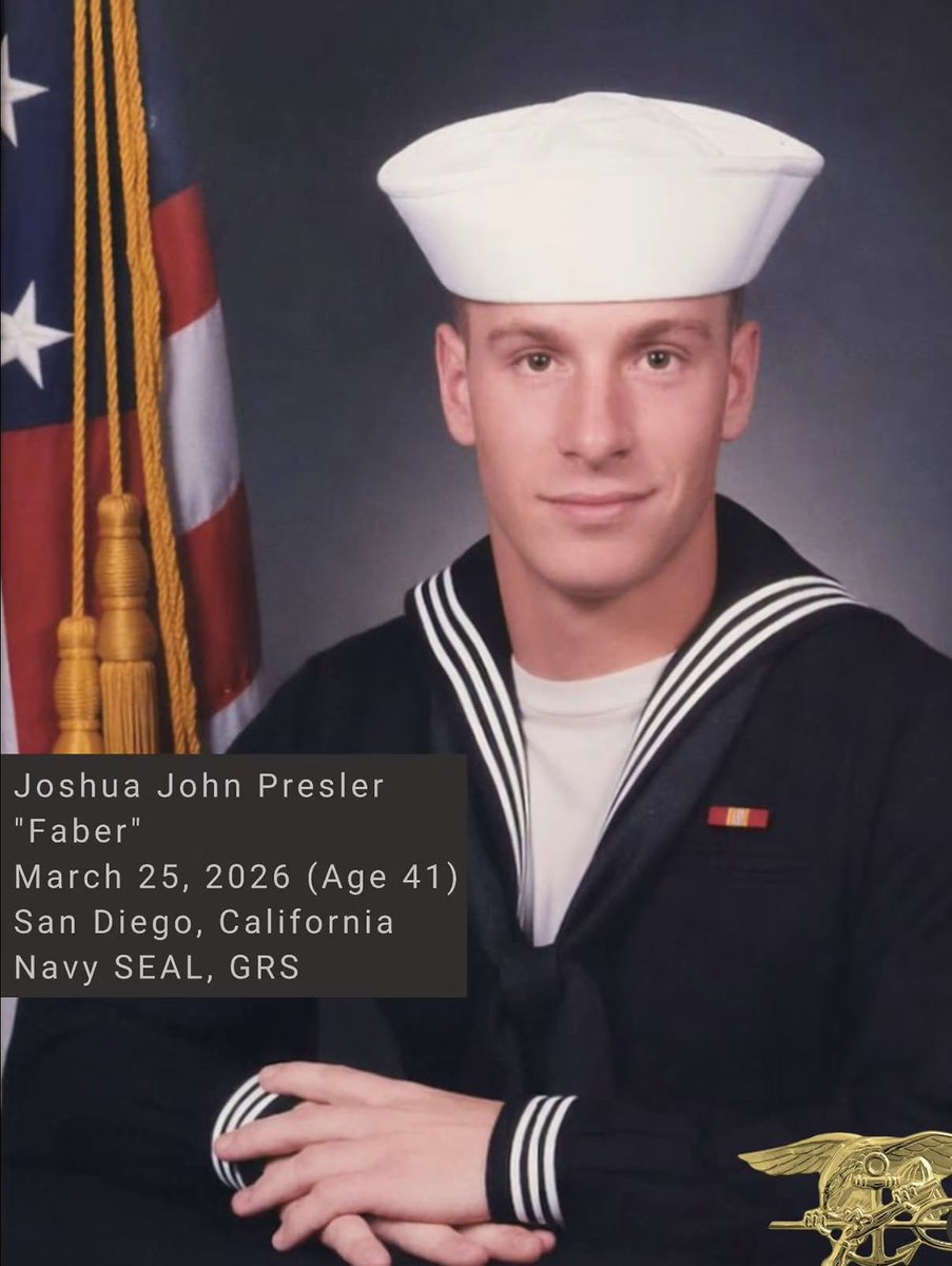 MilitaryCooI's tweet image. On Friday April 17th, 2026, Joshua John Presler, call sign "Faber", was laid to rest surrounded by his family, friends, fellow service members, and teammates.

He was 41 years old.

Josh serviced in the United States Navy from 2003 to 2011 as a Navy Seal having graduated from