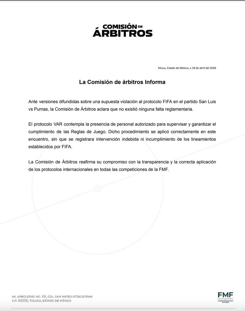 Comisión de Árbitros tweet media